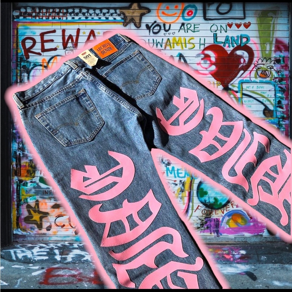 A.D.S Pink Script Denim - image 2